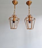 Paar ophangingen/lantaarns van messing en glas, 1950-60, Antiek en Kunst, Ophalen of Verzenden