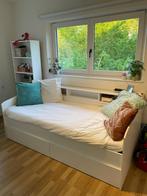 Eenpersoonsbed (90x200) met lattenbodem en schuif, Huis en Inrichting, Slaapkamer | Bedden, 90 cm, Eenpersoons, Wit, Zo goed als nieuw