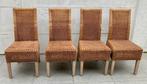 Rieten stoelen met versterkte zitting, Licht modern, Riet of Rotan, Vier, Gebruikt