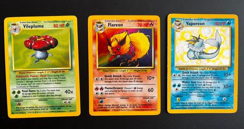 3x Jungle Error Missing Logo Flareon, Vaporeon & Vileplume, Hobby en Vrije tijd, Verzamelkaartspellen | Pokémon, Gebruikt, Meerdere kaarten