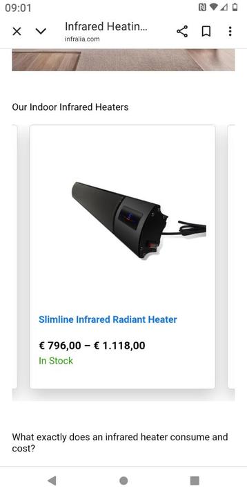 Radiateur infrarouge, Bricolage & Construction, Enlèvement ou Envoi, Comme neuf, 800 watts ou plus, Autres types