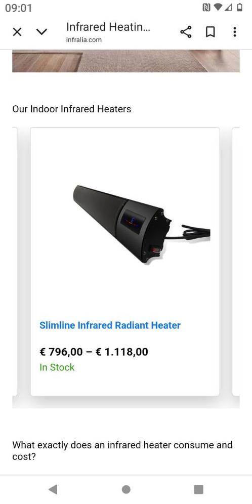 Infrarood Heater, Doe-het-zelf en Bouw, Verwarming en Radiatoren, Zo goed als nieuw, Overige typen, 800 watt of meer, Ophalen of Verzenden