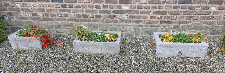 Hardstenen drinkbakken/troggen, plantenbakken., Tuin en Terras, Bloembakken en Plantenbakken, Gebruikt, Steen, 60 tot 100 cm, Rechthoekig