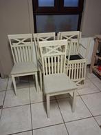 6 witte stoelen in cottage stijl, gestoffeerd, Ophalen, Hout, Gebruikt, Wit