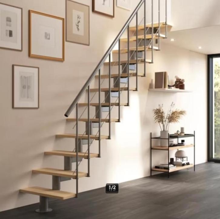 Modulaire trap in kit recht of met draai, Doe-het-zelf en Bouw, Ladders en Trappen, Gebruikt, Trap, Ophalen