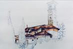 Oswald Devriese - Chiesa di Osteno (Como/Italië) - aquarel, Ophalen