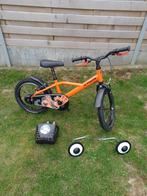 Jongensfiets 16 inch met mandje en zijwieltjes, Ophalen, Gebruikt, B-Twin, Handrem