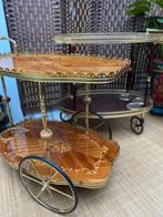 Luxe vintage barwagen  Hollywood Regency – messing & hout, Ophalen