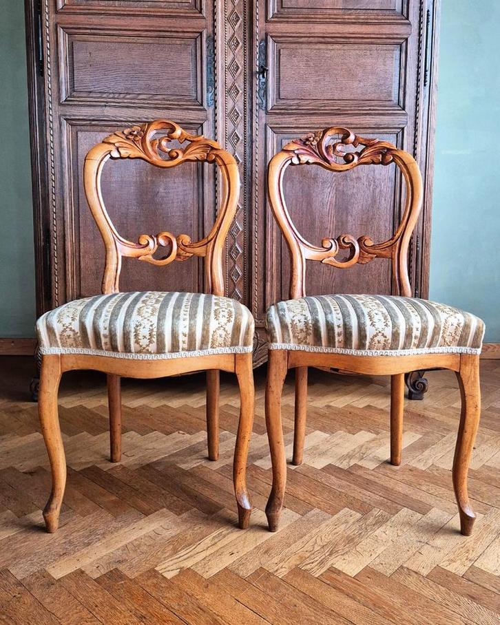 Set van 2 mooie Franse stoelen (Louis Philippe – 19de eeuw), Antiek en Kunst, Antiek | Meubels | Stoelen en Sofa's, Ophalen