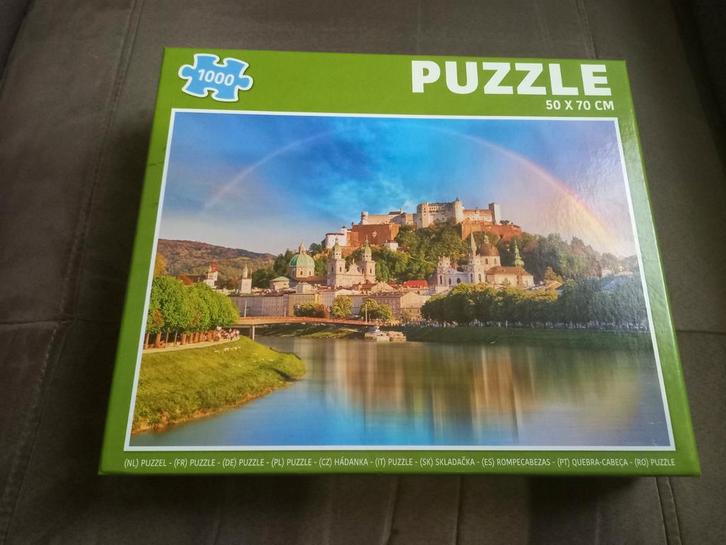 Puzzel 1000 stuks - Italiaans dorp, Hobby en Vrije tijd, Denksport en Puzzels, Gebruikt, Legpuzzel, 500 t/m 1500 stukjes, Ophalen of Verzenden