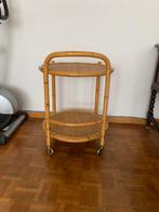 Serveersterstafel van rotan/bamboe in zeer goede staat, Huis en Inrichting, Tafels | Bijzettafels, Ophalen, Gebruikt, Rond, Hout
