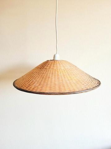 Prachtige grote vintage rotan rieten hanglamp!, Huis en Inrichting, Lampen | Hanglampen, Ophalen of Verzenden, Zo goed als nieuw
