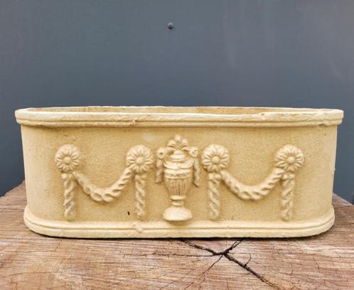 Franse brocante gietijzeren Jardiniere bloembak plantenbak, Tuin en Terras, Bloembakken en Plantenbakken, Zo goed als nieuw, Metaal