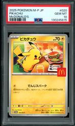 Pikachu [Big Mac McDonalds] PSA 10 - M-P 020 Japanese Promo, Hobby en Vrije tijd, Ophalen of Verzenden, Zo goed als nieuw, Losse kaart