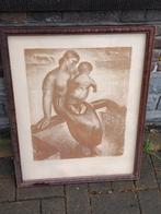 Lithographie maternite signe Anto carte, Antiek en Kunst, Ophalen of Verzenden