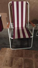 Rares 3 chaises pliantes vintage à lignes, Tuin en Terras, Tuinstoelen, Ophalen of Verzenden, Gebruikt, Overige materialen, Inklapbaar