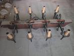 Massief houten kroonluchter met 8 lampen, Ophalen, Gebruikt, Hout, Bois