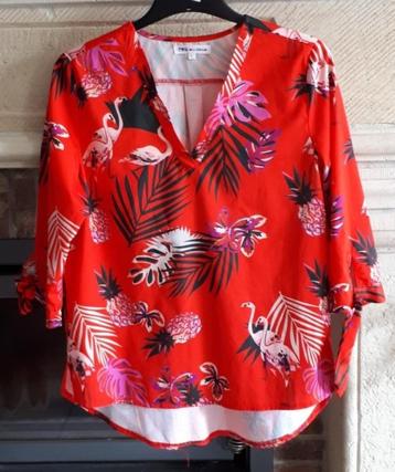 Blouse - rood print - maat L - J&S Millenium beschikbaar voor biedingen