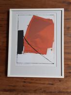 Litho compositie in zwart en rood met drukinkt, Ophalen of Verzenden