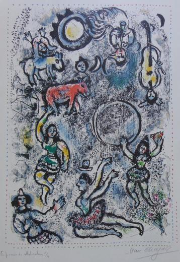 MARC CHAGALL / LES SALTIMBANQUES / KLEUROFFSET / 56x40cm beschikbaar voor biedingen