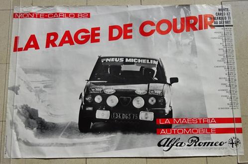 Zeer grote poster Alfa Romeo Rally Monte Carlo 1982, Verzamelen, Automerken, Motoren en Formule 1, Gebruikt, Auto's, Ophalen of Verzenden