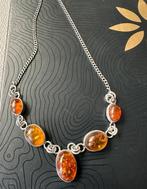 Collier en argent avec ambre, Enlèvement ou Envoi, Comme neuf, Argent, Argent