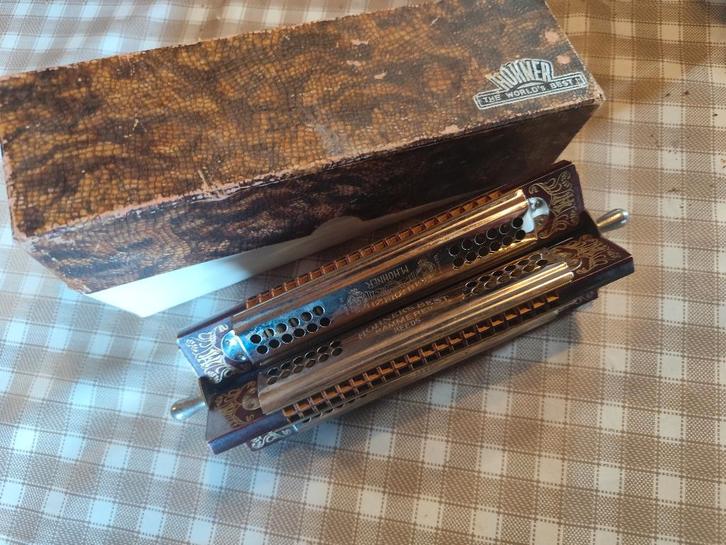 Vintage Hohner Harmonica, Muziek en Instrumenten, Blaasinstrumenten | Mondharmonica's, Gebruikt, Chromatisch, Overige typen, Ophalen of Verzenden