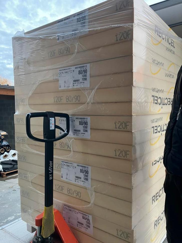 Groot lot isolatie Recticel Silver 500m2, Doe-het-zelf en Bouw, Isolatie en Afdichting, Gebruikt, Dakisolatie, Hardschuim (Pir)