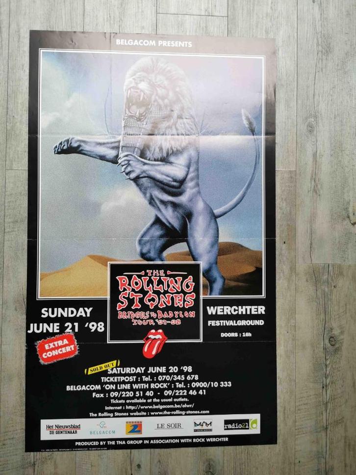 THE ROLLING STONES - AFFICHE ORIGINALE - 60/100 CM, Collections, Posters & Affiches, Utilisé, Musique, Affiche ou Poster pour porte ou plus grand