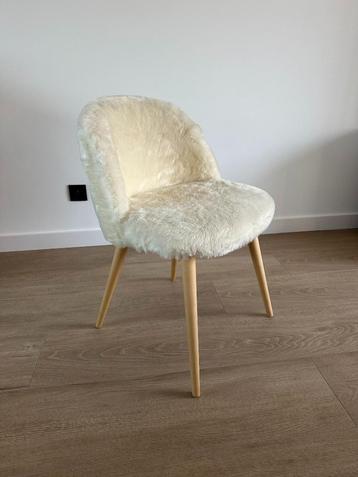 Mauricette - vintage stoel imitatiebont en berkenhout