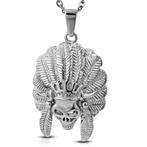 Pendentif collier crâne de chef indien en acier inoxydable, Bijoux, Sacs & Beauté, Enlèvement ou Envoi, Neuf