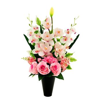 Kunstbloemstuk cymbidium open rozen orchideetak dahlia met k beschikbaar voor biedingen