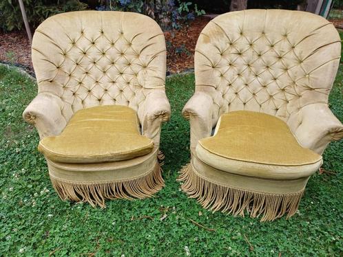2 fauteuils « chauffeuses » des années 1970, Huis en Inrichting, Fauteuils, Gebruikt, Stof, 75 tot 100 cm, 75 tot 100 cm, Ophalen