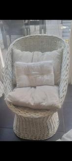 Fauteuil en rotin tressé blanc style Bohême, Jardin & Terrasse, Rotin
