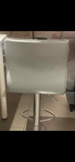 4 tabourets de bar gris clairs et inox, Maison & Meubles, Tabourets de bar, 4 tabourets, Enlèvement, Utilisé, Métal