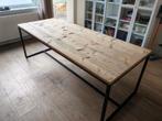 Houten eettafel met stalen onderstel, Huis en Inrichting, Ophalen, Gebruikt
