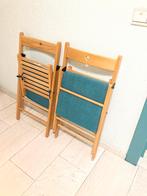 Inklapbare houten stoelen met bijhorende kussentjes, Stapelbaar, Gebruikt, Hout, Ophalen