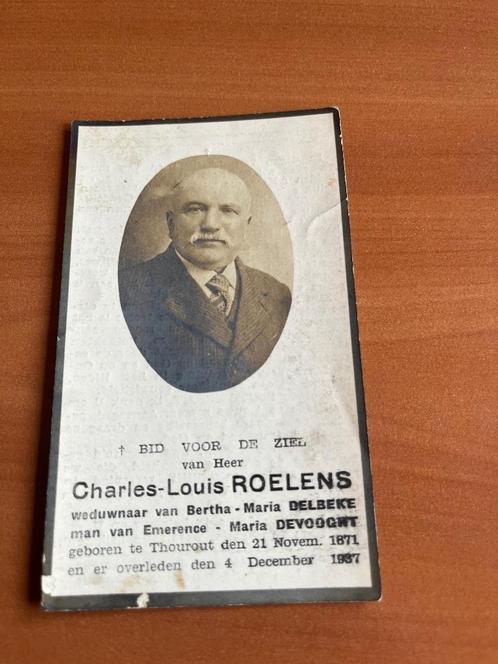 Rouwkaart C. Roelens  Thourout 1871 + 1937, Collections, Images pieuses & Faire-part, Carte de condoléances, Envoi