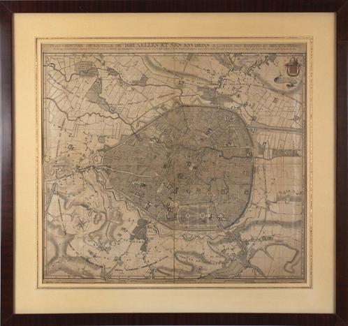 Bruxelles ancien plan de Jacowick 1812 cartographe aigle imp, Livres, Atlas & Cartes géographiques, Comme neuf, Carte géographique
