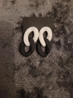Nieuwe wit/zwarte oorbellen met dubbele schakel, Handtassen en Accessoires, Oorbellen, Nieuw, Ophalen of Verzenden, Wit