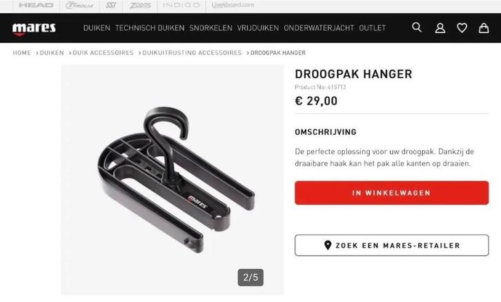 Mares droogpak kapstok nieuw aan 24€ - Ecocheques, Watersport en Boten, Duiken, Nieuw, Overige typen, Ophalen of Verzenden