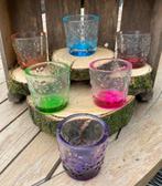 ZOMERAVOND GELUK – WAXINELICHT GLAS 6 ASS KLEUREN 9 CM NIEUW, Overige materialen, Nieuw, Ophalen of Verzenden, Rood