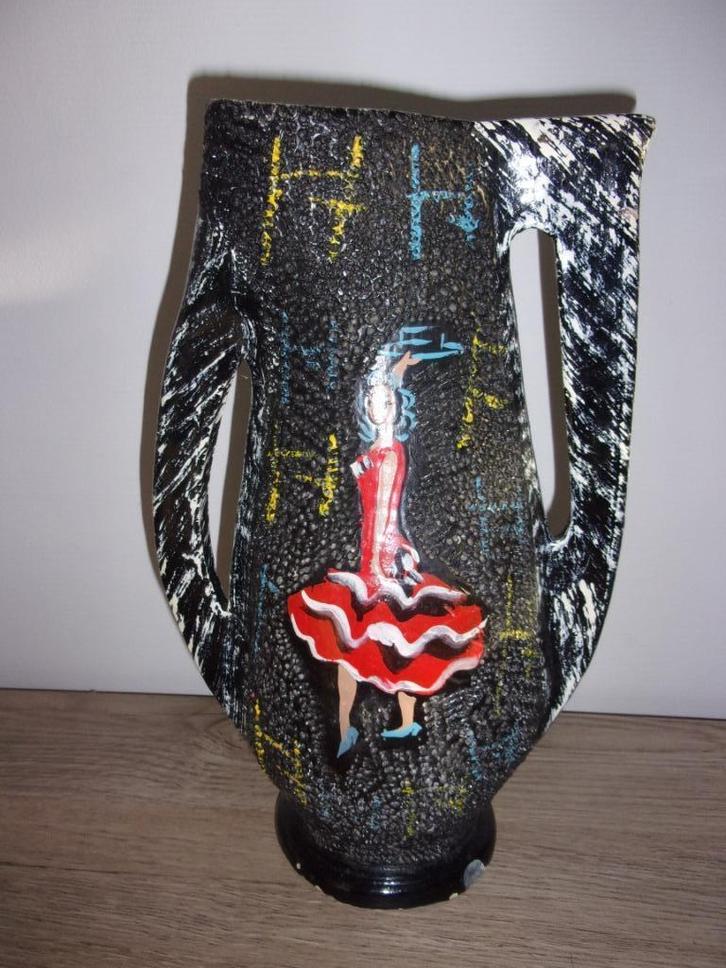vintage Spaanse vaas, Huis en Inrichting, Woonaccessoires | Vazen, Gebruikt, Zwart, Ophalen of Verzenden