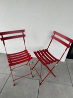 2 coole rode terras stoelen, Gebruikt, Ophalen