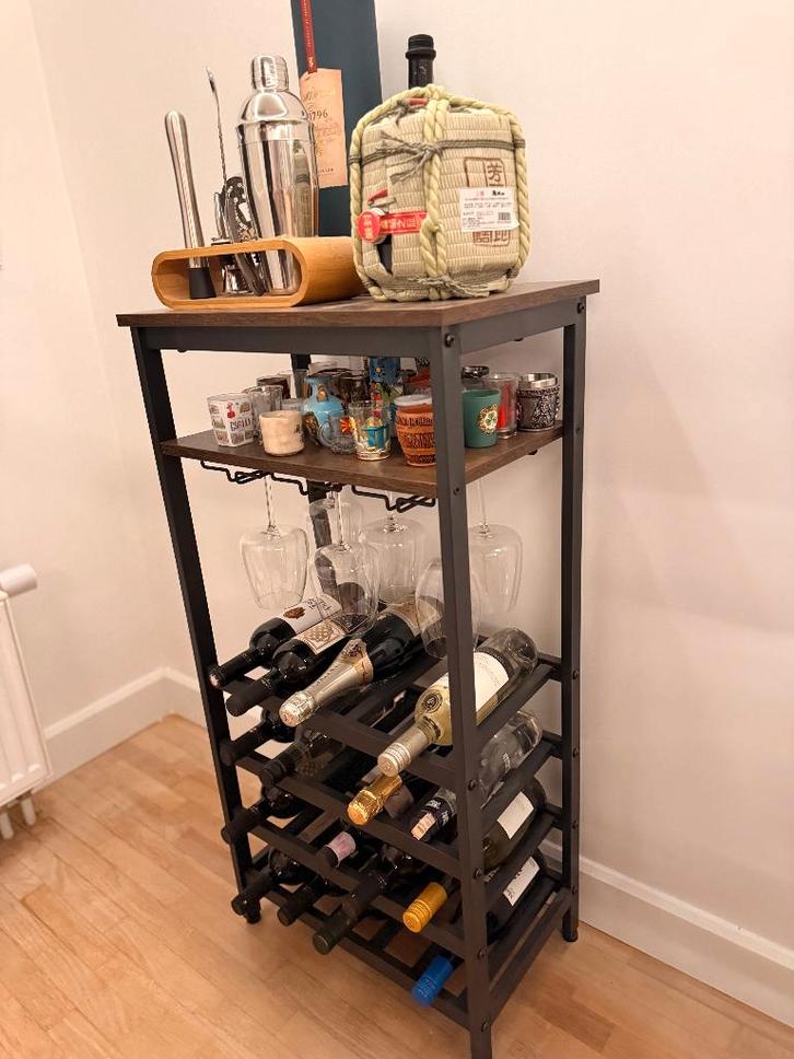 Casier à vin / Wijnrek 20 bouteilles + porte-verres, Maison & Meubles, Accessoires pour la Maison | Porte-bouteilles, Comme neuf