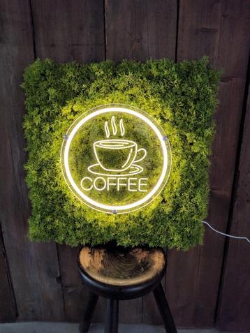 Neon sign koffie led kunstmos moswand koffiehoek eyecatcher  beschikbaar voor biedingen