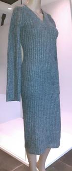 Midi jurk grijs ribgebreid winter H&M XS, Kleding | Dames, Verzenden, Nieuw, Maat 34 (XS) of kleiner, Grijs