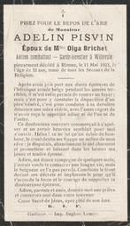 Oudstrijder 1914-1918 boswachter Adelin Pisin 1891-1923, Collections, Images pieuses & Faire-part, Enlèvement ou Envoi