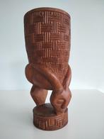 tribal kunst houten beker Afrika, Ophalen of Verzenden