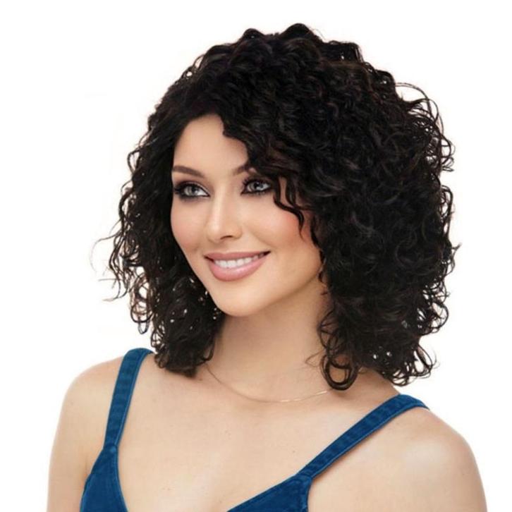 Lace pruik donkerbruin met krullen model Skylar kleur 2, Handtassen en Accessoires, Uiterlijk | Haarverzorging, Nieuw, Verzenden